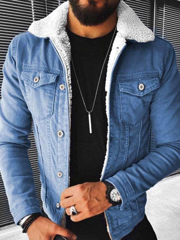 Men's Plush Style Denim Outer Jacket - Alartis