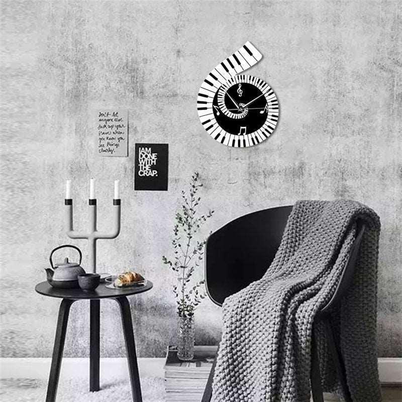 Musical Notes Piano Wall Decoration Clock - Alartis