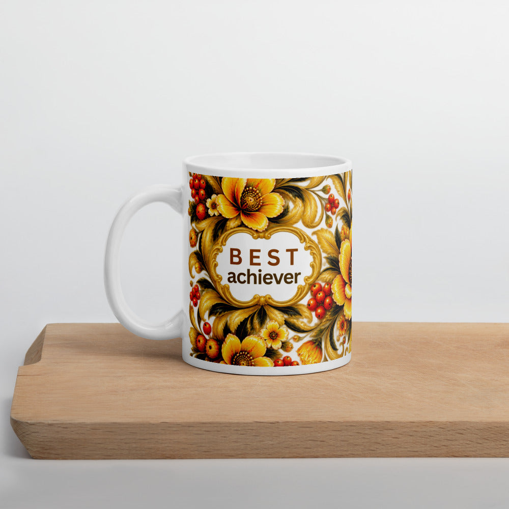Best Achiever Mug | Yellow Motivational Designer Cup
