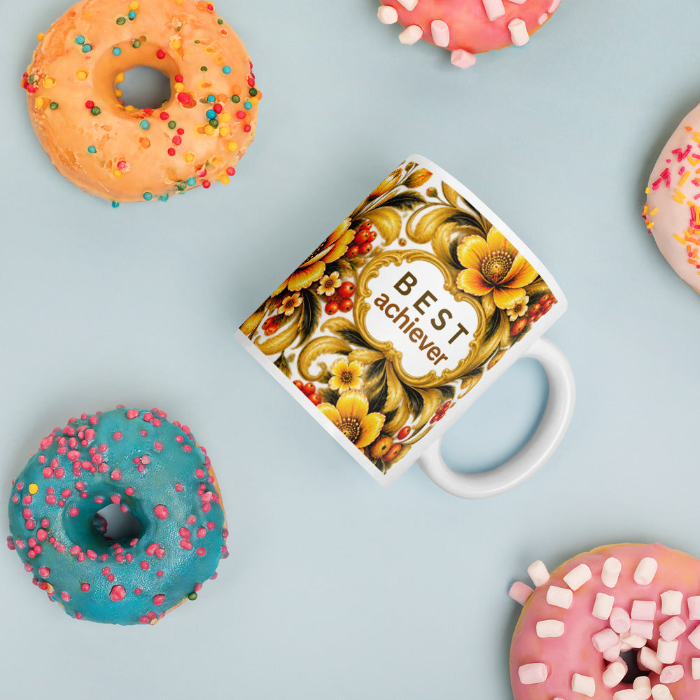 Best Achiever Mug | Yellow Motivational Designer Cup