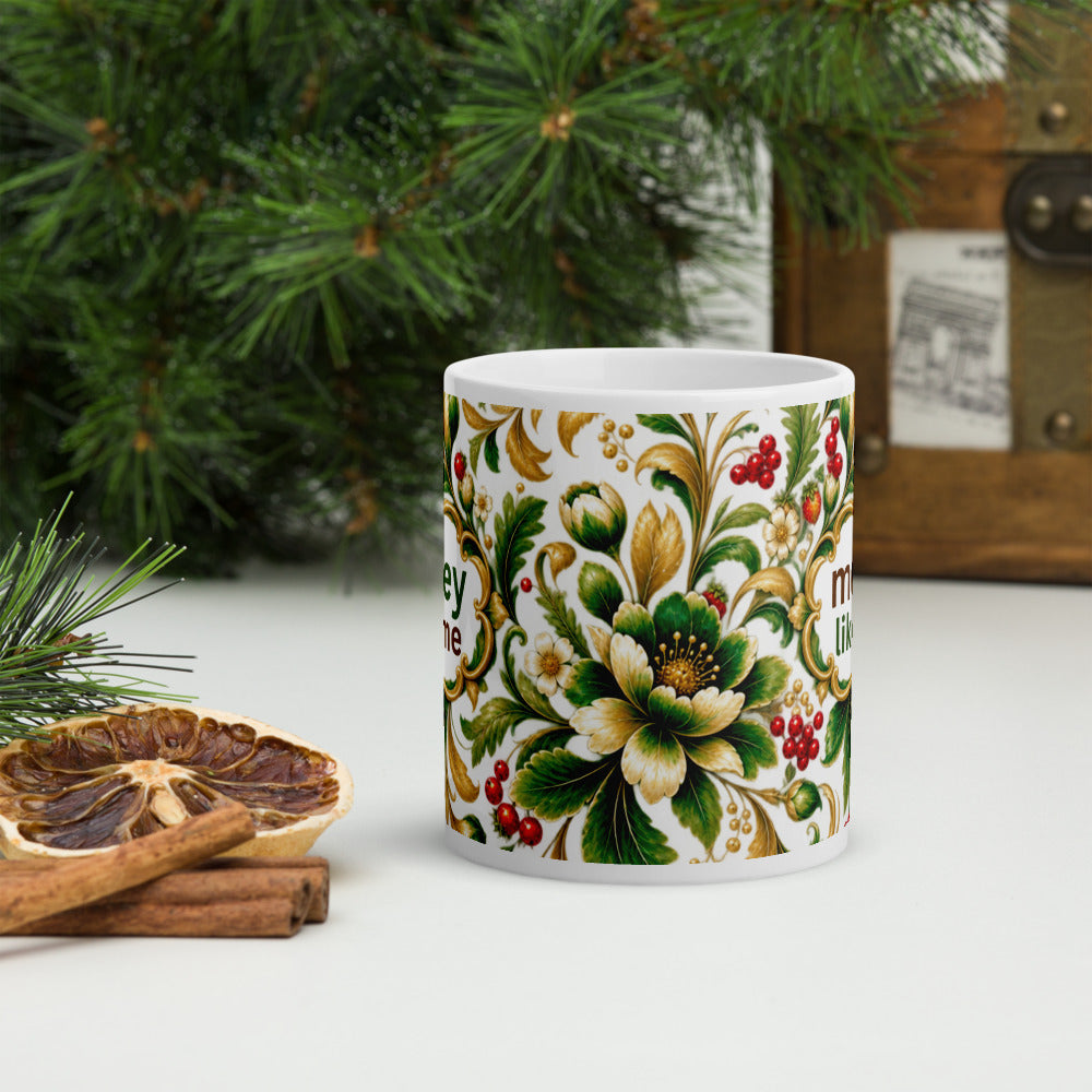 Money Likes Me Mug | Green-Gold Prosperity Designer Cup