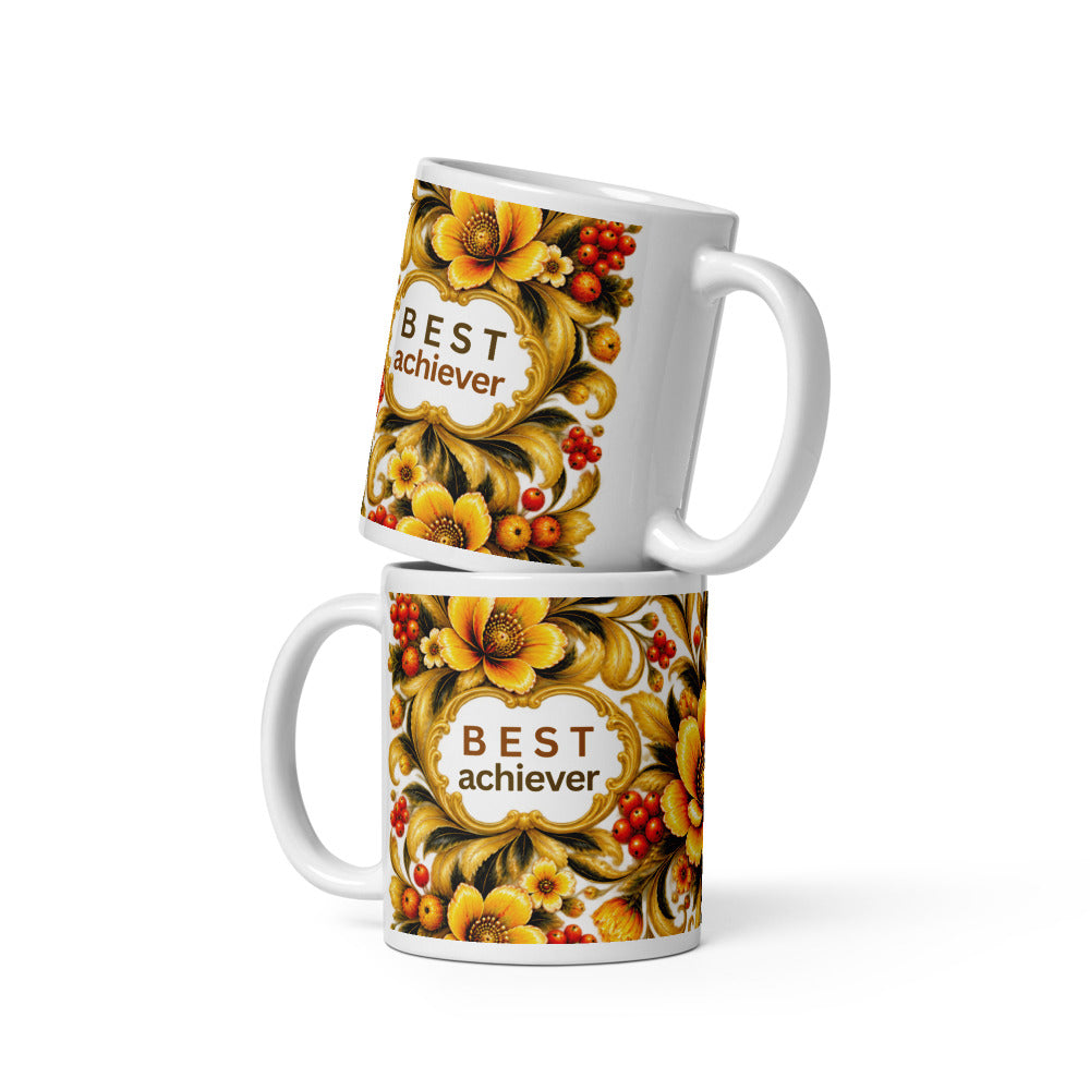 Best Achiever Mug | Yellow Motivational Designer Cup