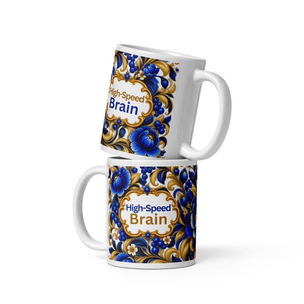 High-Speed Brain Mug | Blue Designer Cup for Quick Thinkers
