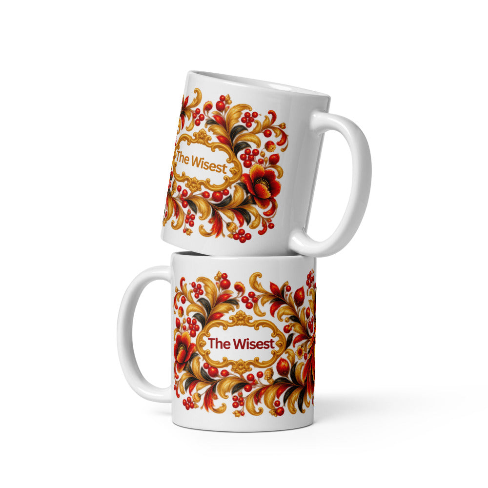 The Wisest Mug | Red-Gold Bird Gift for Wise Minds