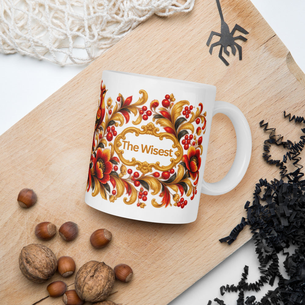 The Wisest Mug | Red-Gold Bird Gift for Wise Minds