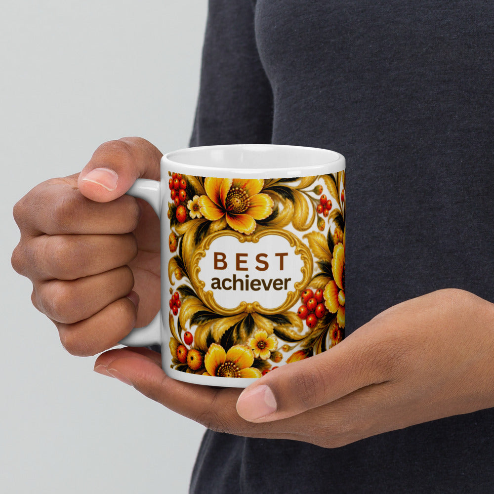 Best Achiever Mug | Yellow Motivational Designer Cup