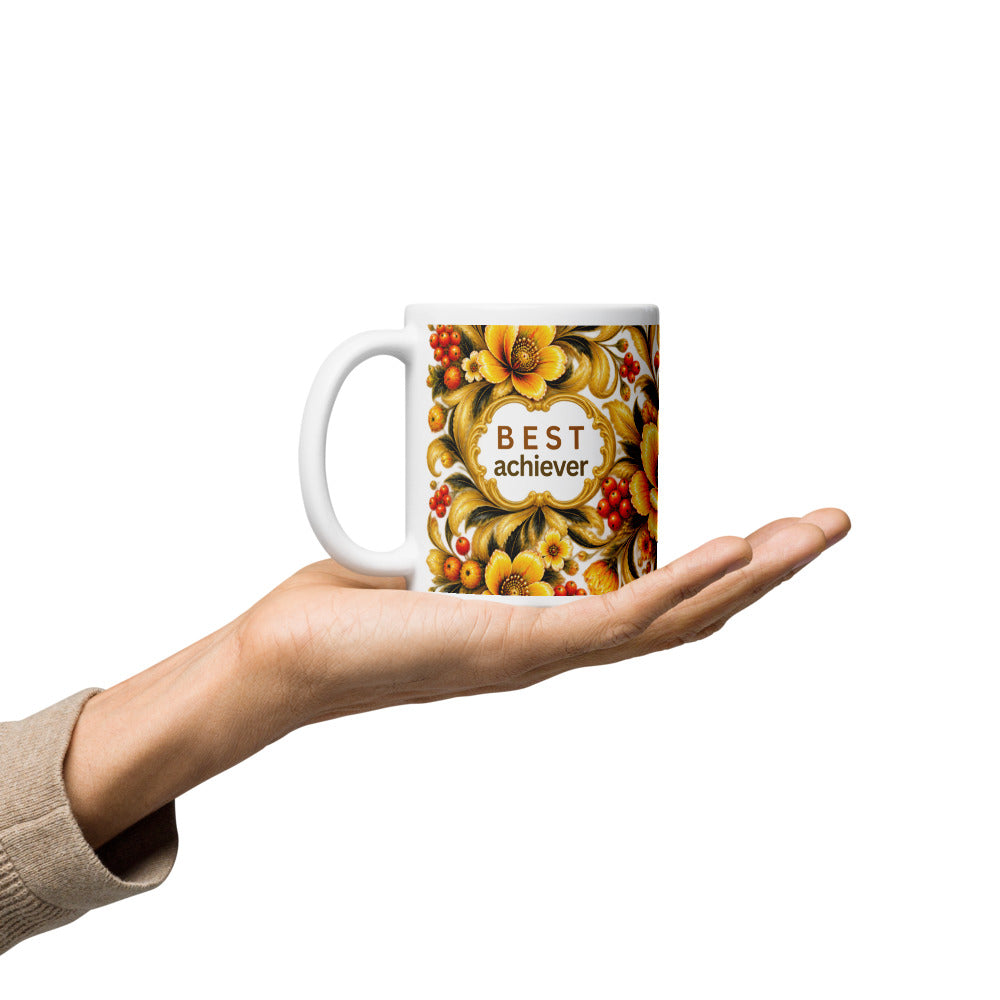 Best Achiever Mug | Yellow Motivational Designer Cup