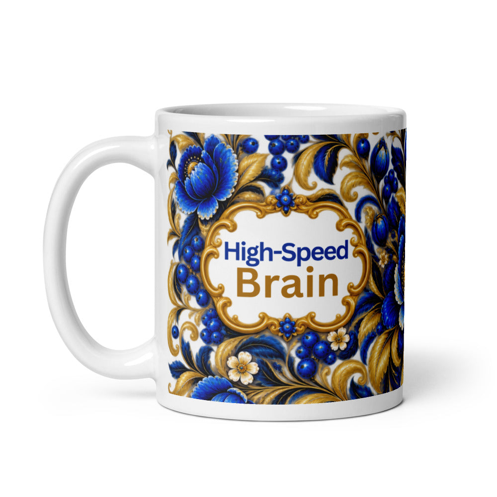 High-Speed Brain Mug | Blue Designer Cup for Quick Thinkers