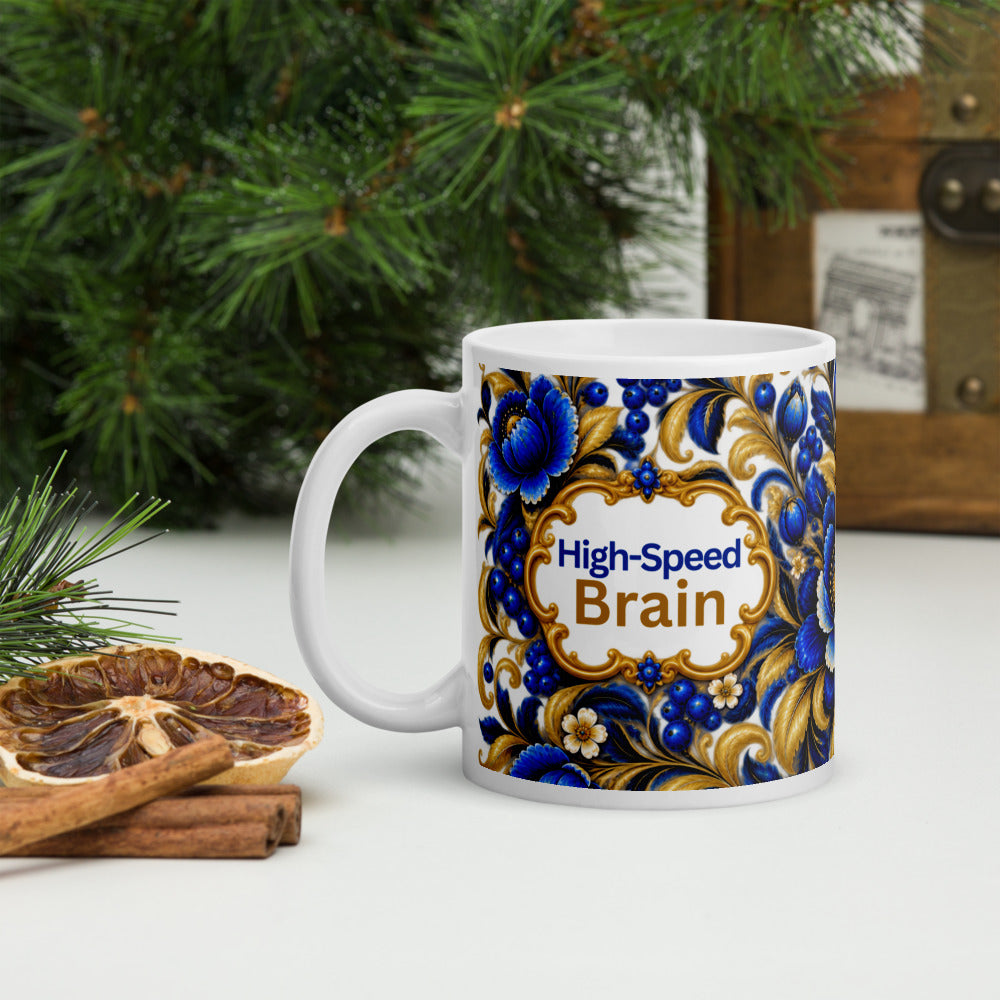 High-Speed Brain Mug | Blue Designer Cup for Quick Thinkers