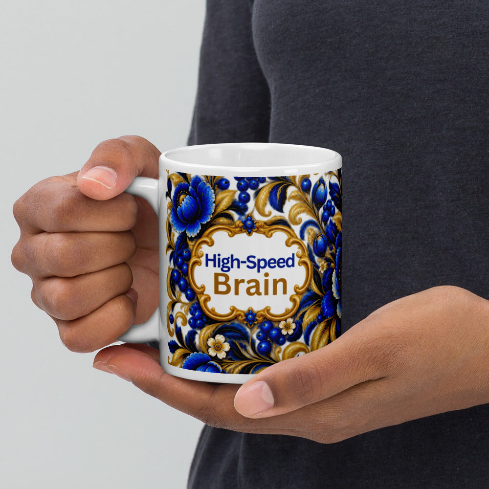 High-Speed Brain Mug | Blue Designer Cup for Quick Thinkers