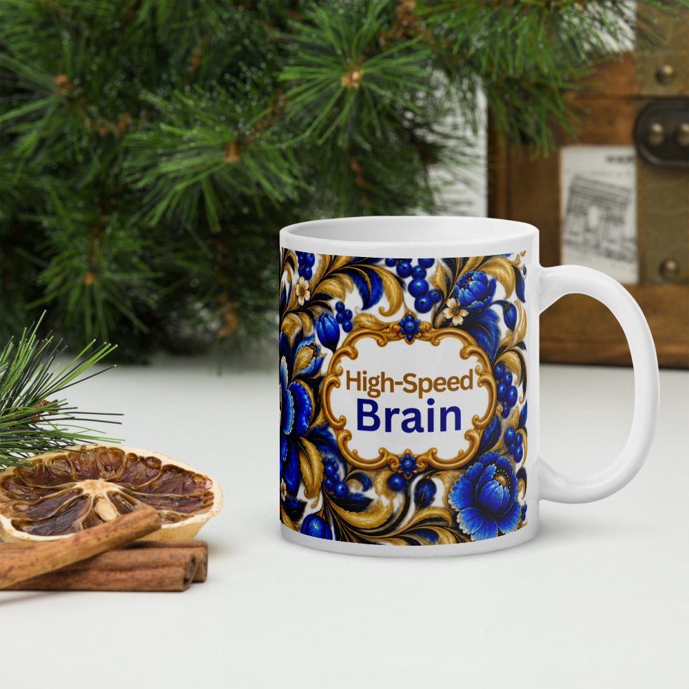 High-Speed Brain Mug | Blue Designer Cup for Quick Thinkers