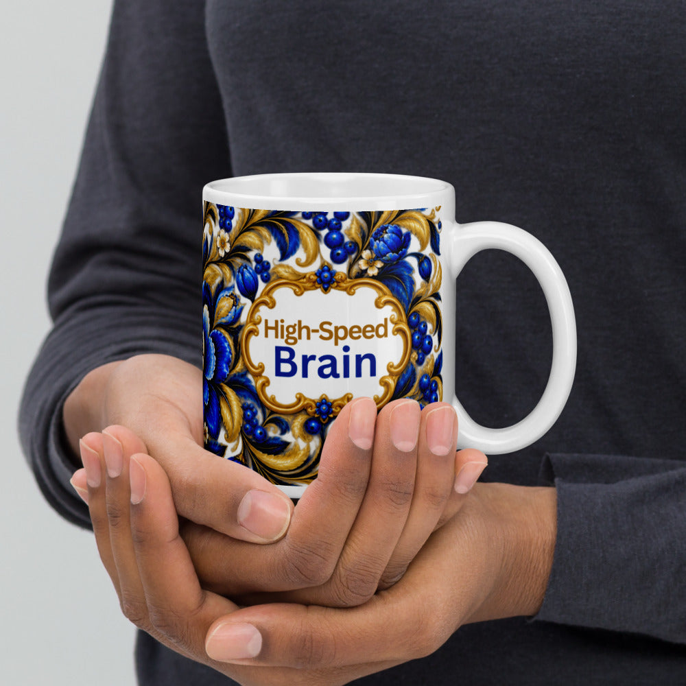 High-Speed Brain Mug | Blue Designer Cup for Quick Thinkers