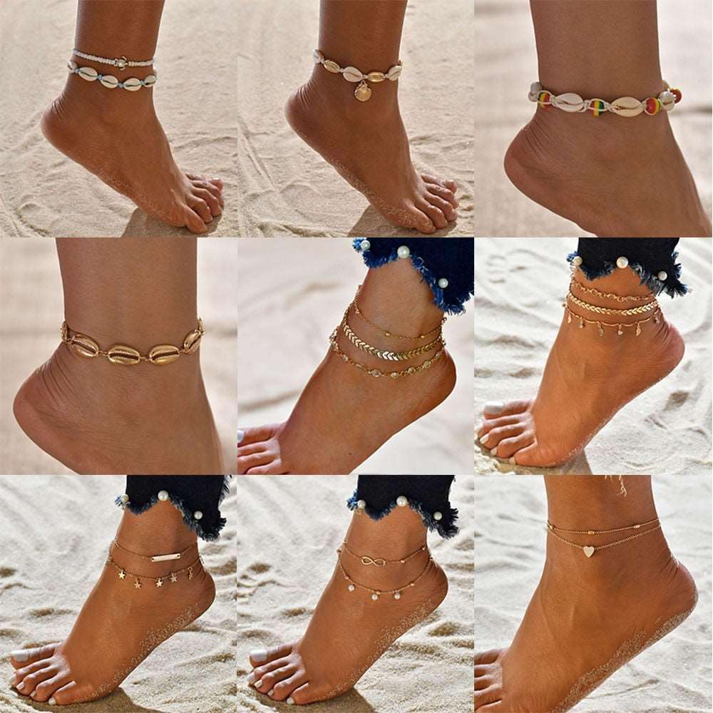 Women's Bohemian Shell Heart Anklets - Alartis