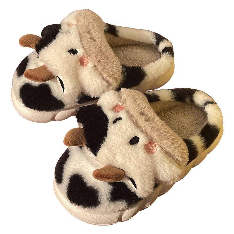 Women's Cute Cow Animal Slippers, Soft Fluffy Warm Funny Shoes - Alartis