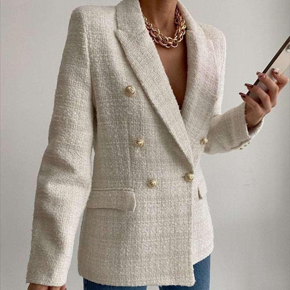 Women's Double-Breasted Vintage Chic Blazer Coat - Alartis