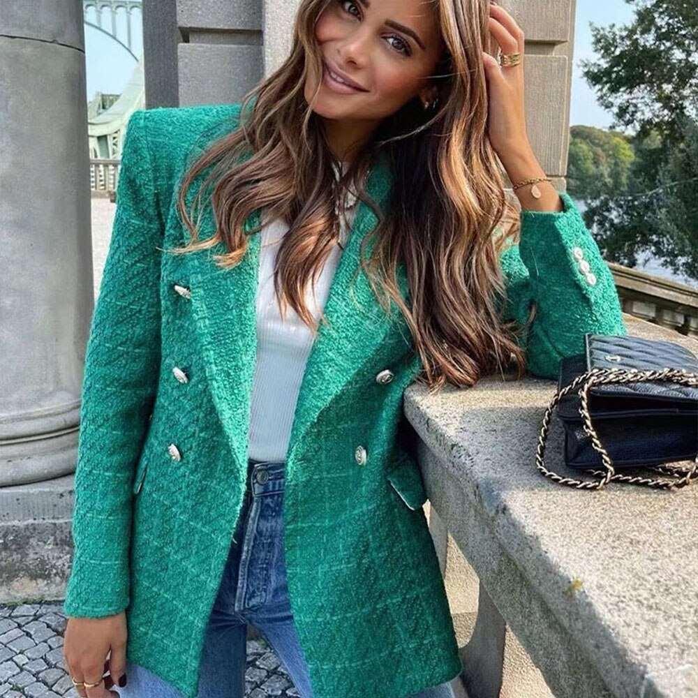 Women's Double-Breasted Vintage Chic Blazer Coat - Alartis