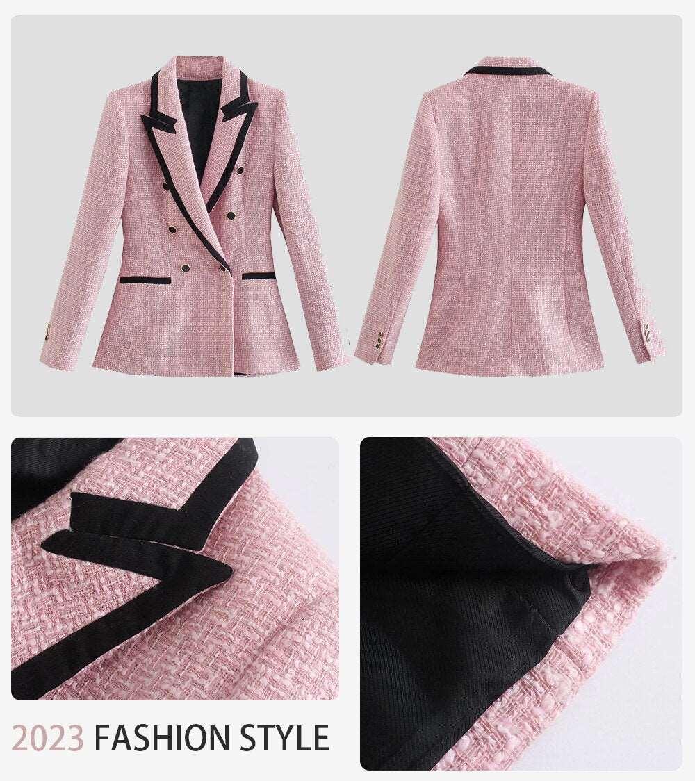 Women's Double-Breasted Vintage Chic Blazer Coat - Alartis