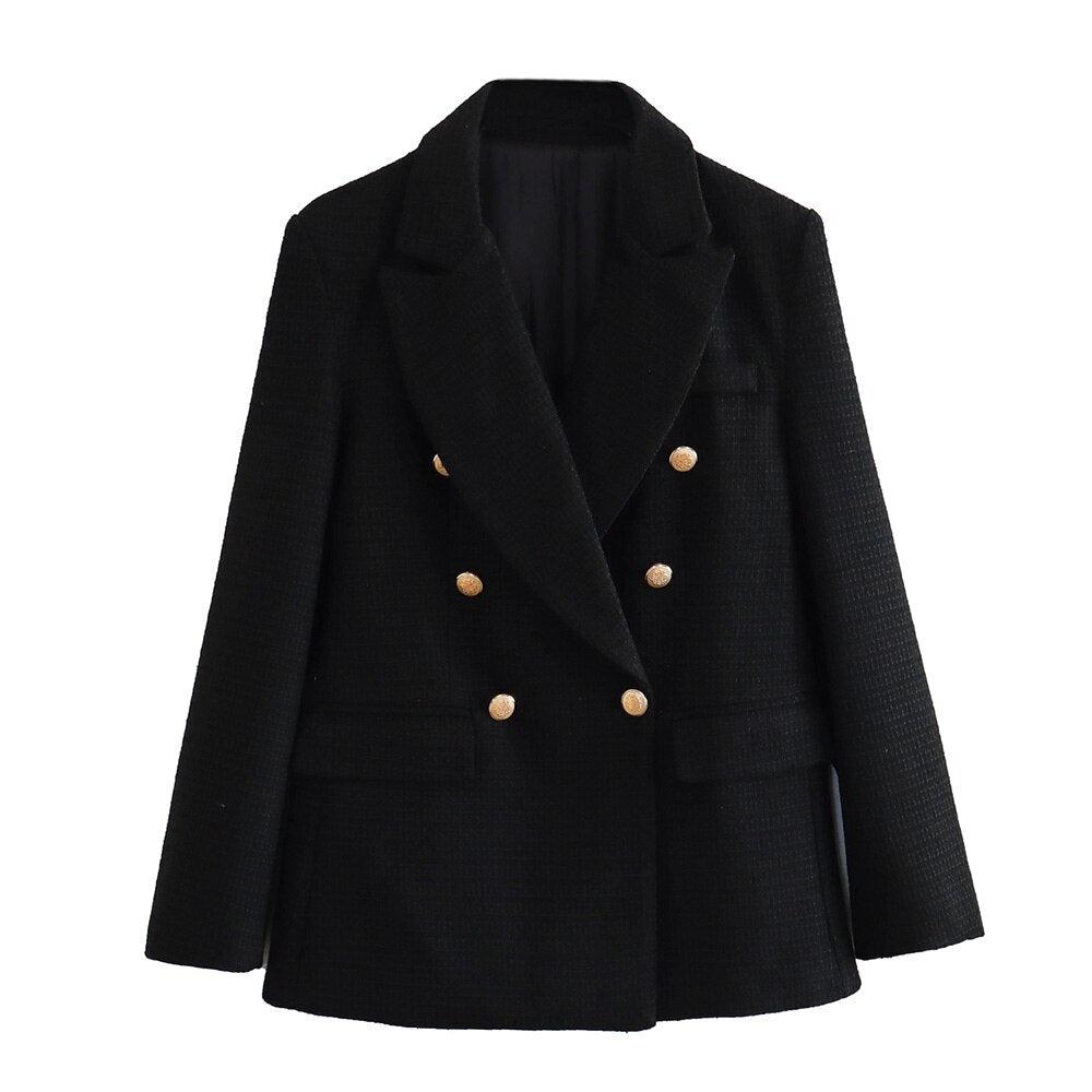 Women's Double-Breasted Vintage Chic Blazer Coat - Alartis