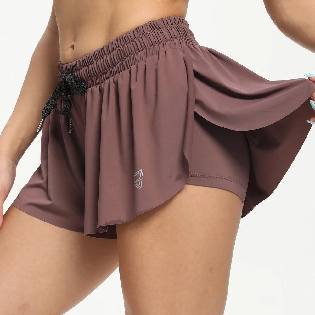 Women's Elastic Workout Yoga Jogging Hiking Shorts - Alartis