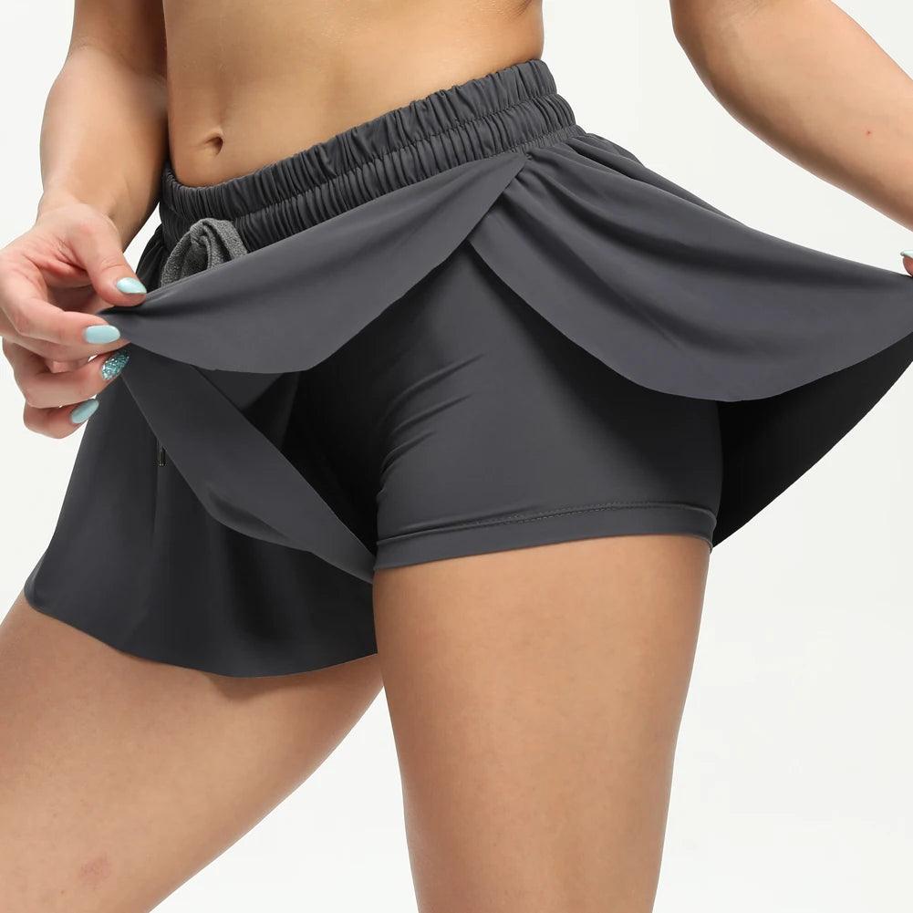 Women's Elastic Workout Yoga Jogging Hiking Shorts - Alartis