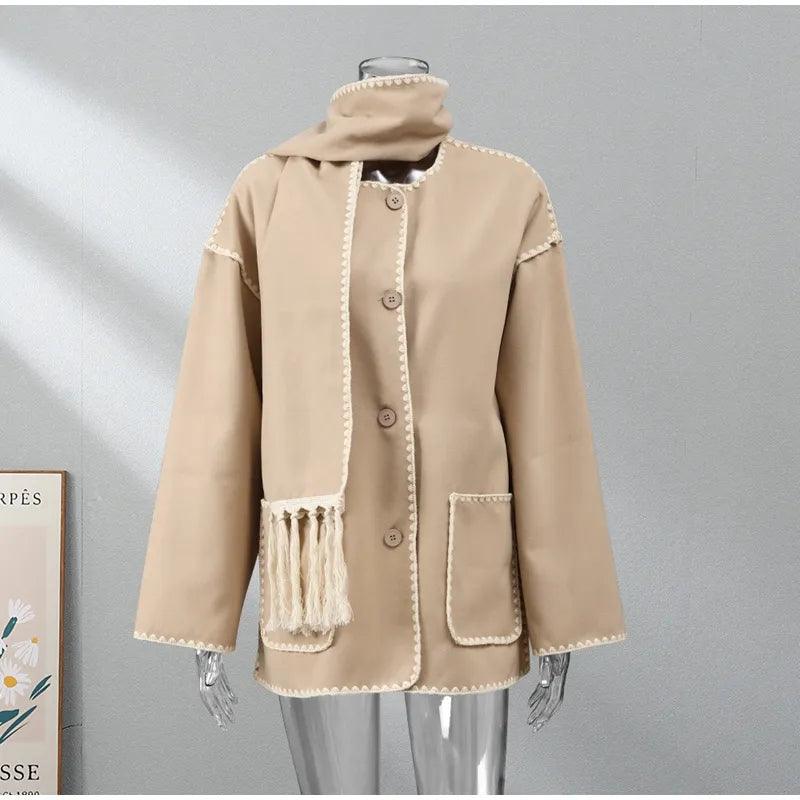 Women's Elegant Long Sleeve Single Pocket Coat - Alartis