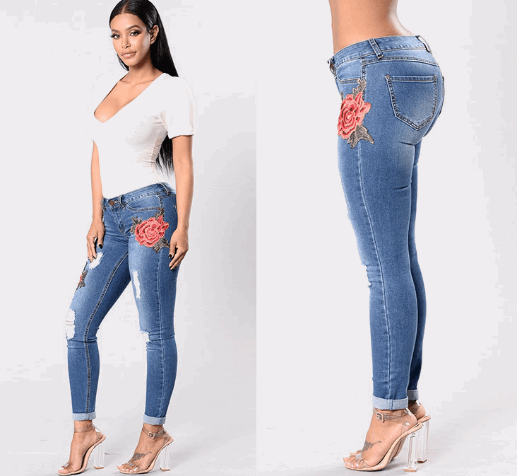 Women's Embroidery Stretch Jeans - Alartis