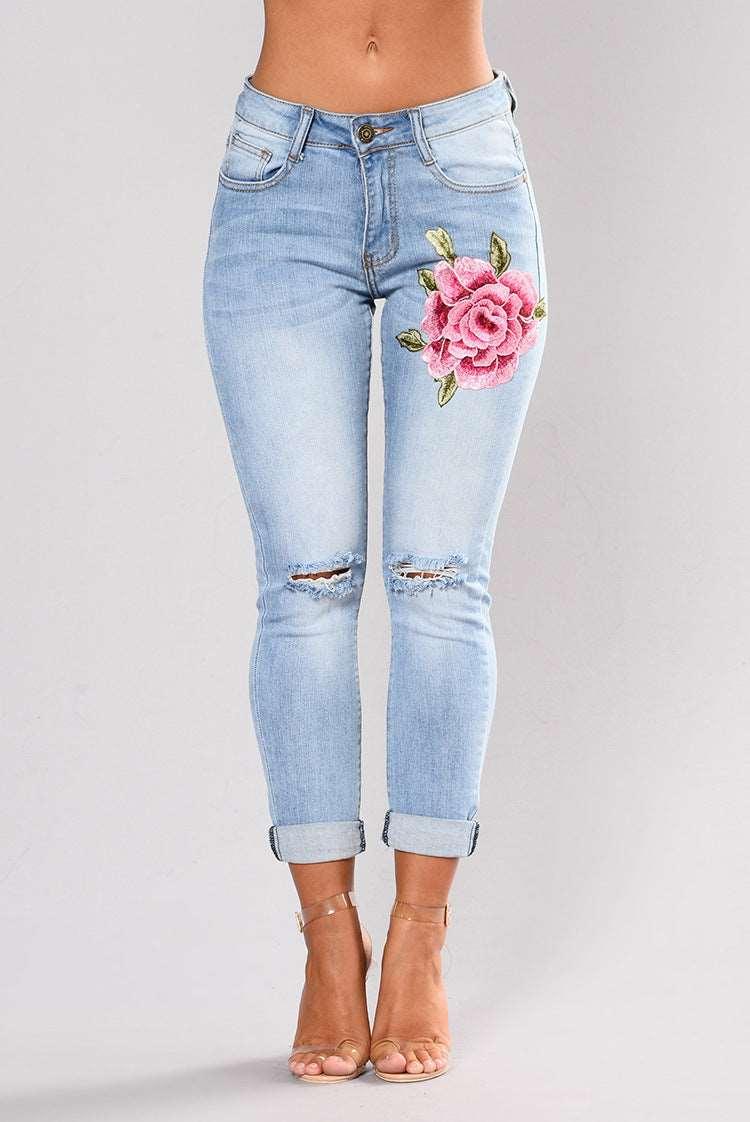 Women's Embroidery Stretch Jeans - Alartis