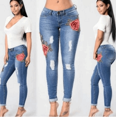 Women's Embroidery Stretch Jeans - Alartis