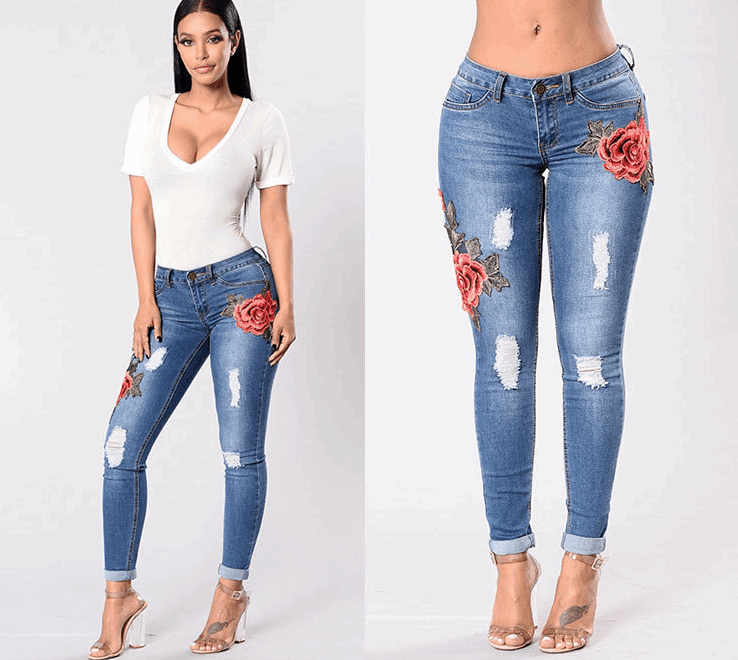 Women's Embroidery Stretch Jeans - Alartis