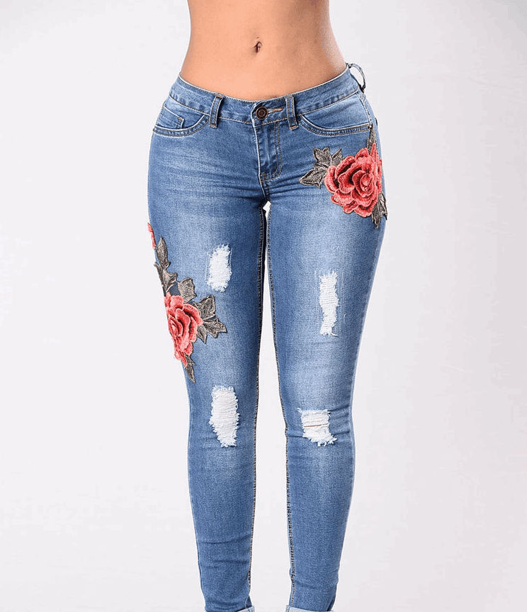 Women's Embroidery Stretch Jeans - Alartis