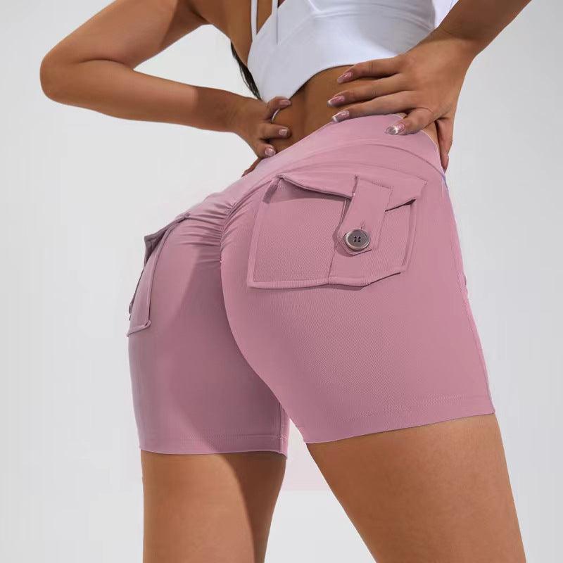 Women's High Waist Hip Lifting Yoga Shorts with Pockets, Stylish Sports Pants - Alartis