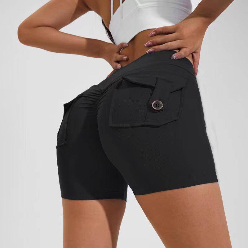 Women's High Waist Hip Lifting Yoga Shorts with Pockets, Stylish Sports Pants - Alartis