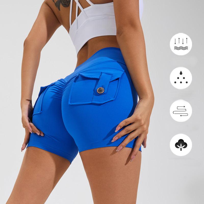 Women's High Waist Hip Lifting Yoga Shorts with Pockets, Stylish Sports Pants - Alartis