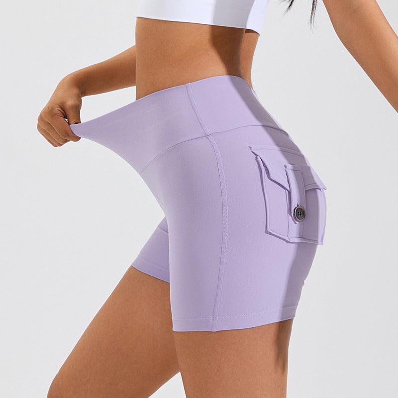 Women's High Waist Hip Lifting Yoga Shorts with Pockets, Stylish Sports Pants - Alartis