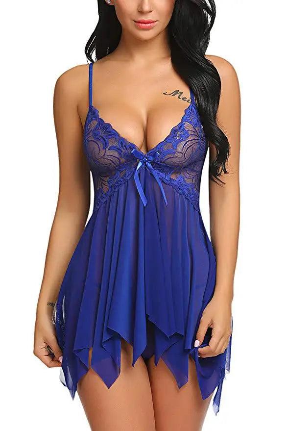 Women's Sexy Lace Nightdress with Bow - Alartis