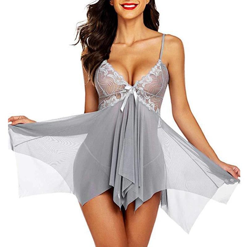 Women's Sexy Lace Nightdress with Bow - Alartis