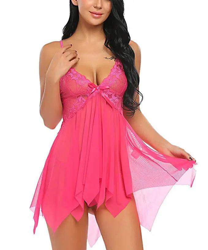 Women's Sexy Lace Nightdress with Bow - Alartis