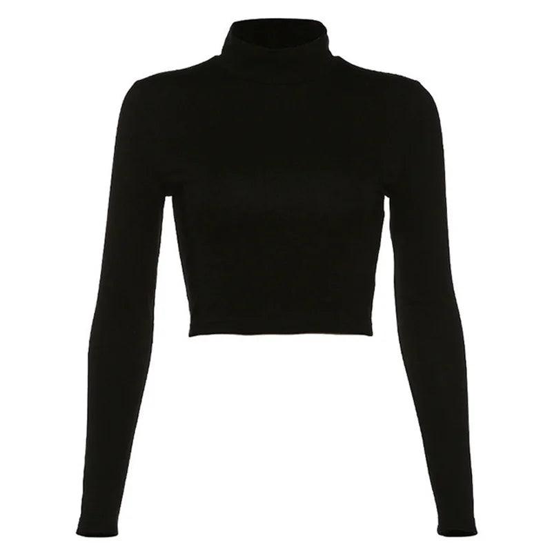 Women's Short-Length Turtleneck Knitted Club T-shirt - Alartis