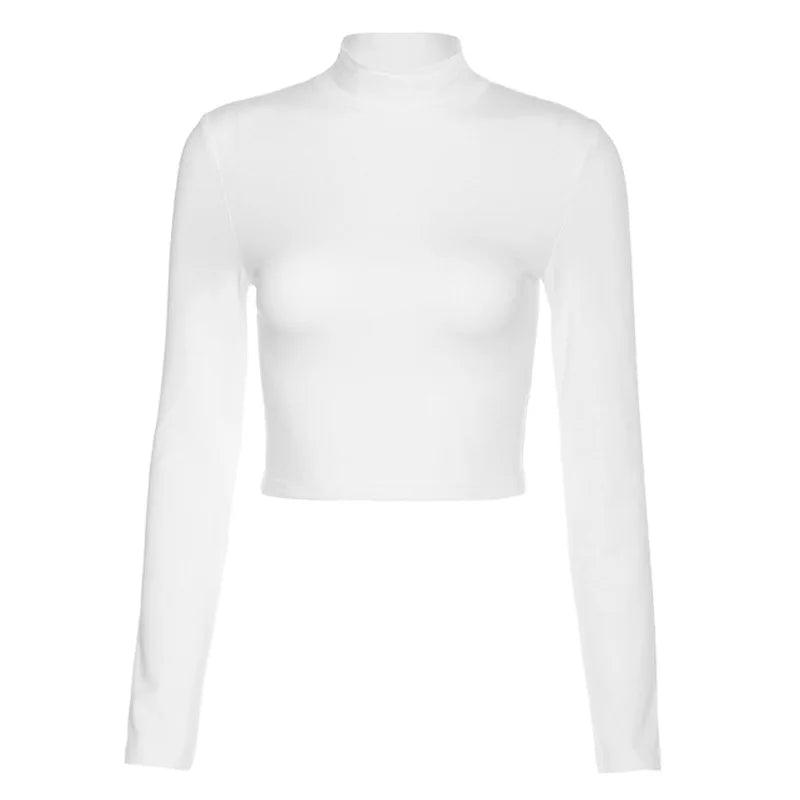 Women's Short-Length Turtleneck Knitted Club T-shirt - Alartis