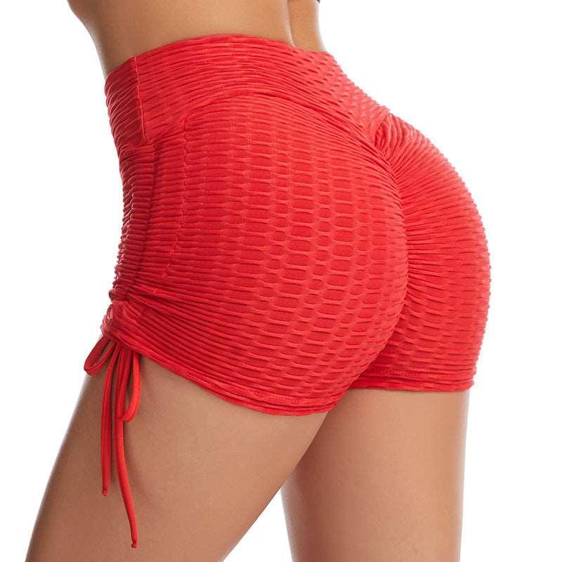 Women's Textured Drawstring Butt Lift Gym Shorts Ideal for Fitness, Yoga, and Jogging - Alartis