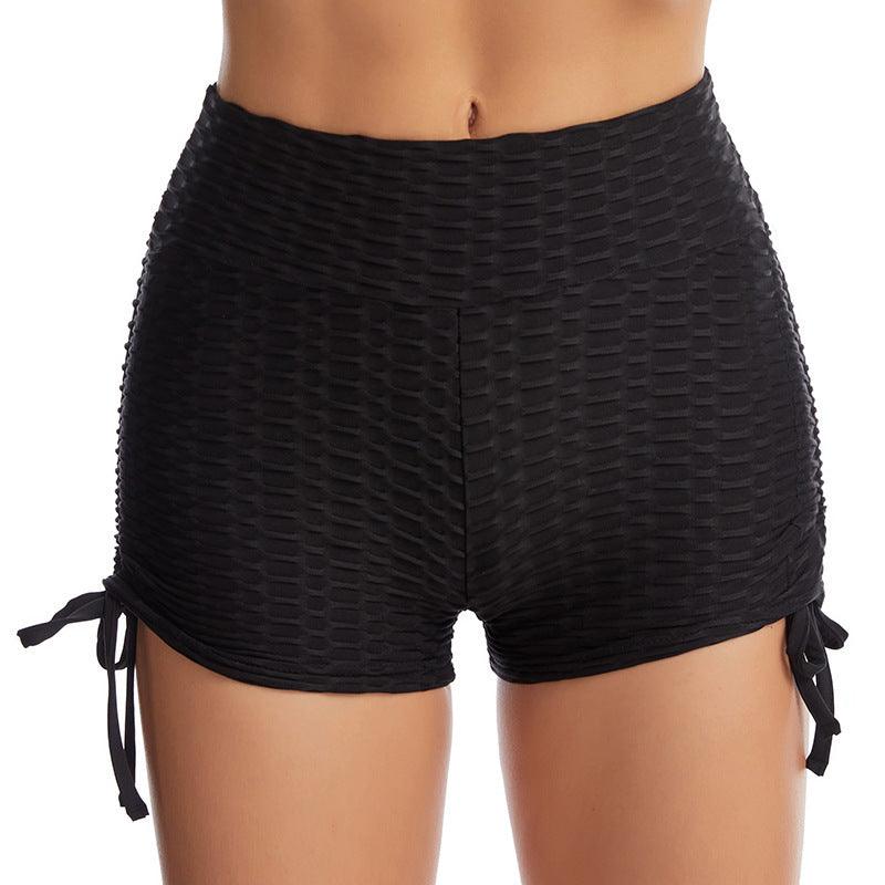 Women's Textured Drawstring Butt Lift Gym Shorts Ideal for Fitness, Yoga, and Jogging - Alartis