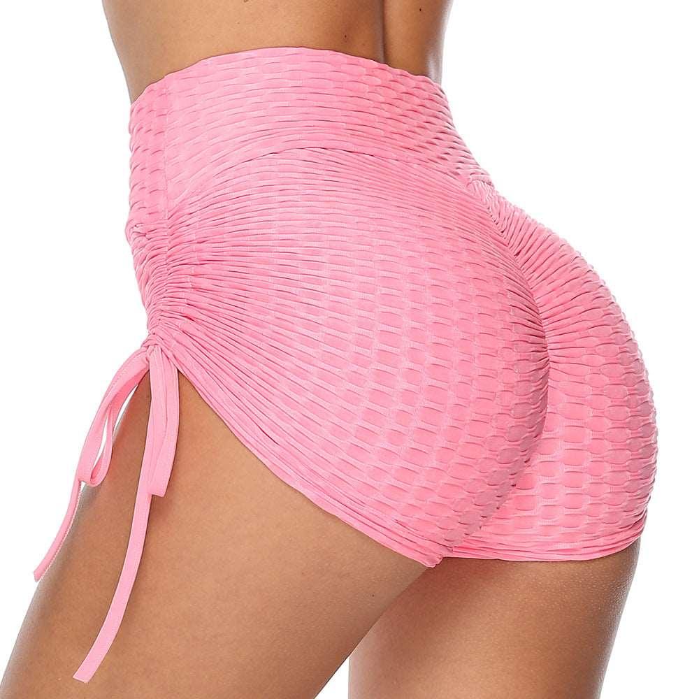 Women's Textured Drawstring Butt Lift Gym Shorts Ideal for Fitness, Yoga, and Jogging - Alartis