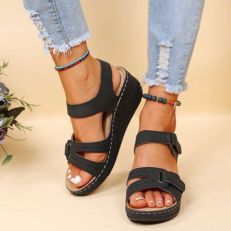 Women's Wedge Sandals, Summer Velcro Platform Shoes - Alartis