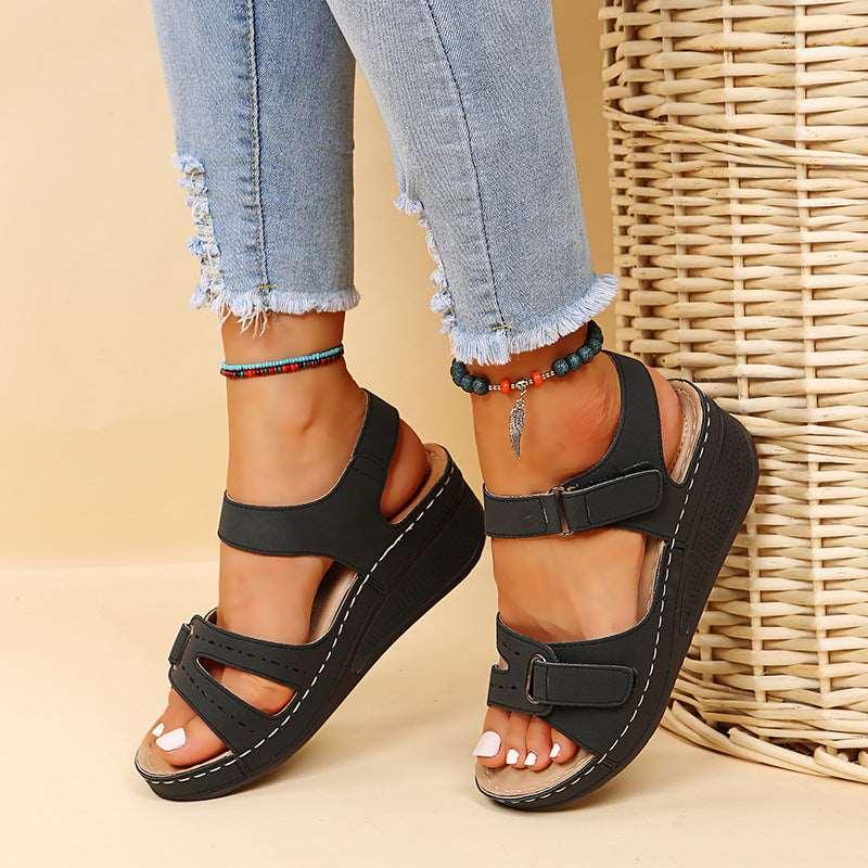 Women's Wedge Sandals, Summer Velcro Platform Shoes - Alartis