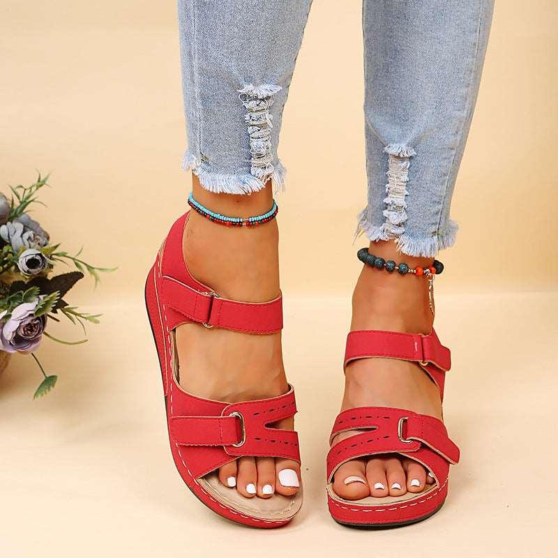 Women's Wedge Sandals, Summer Velcro Platform Shoes - Alartis