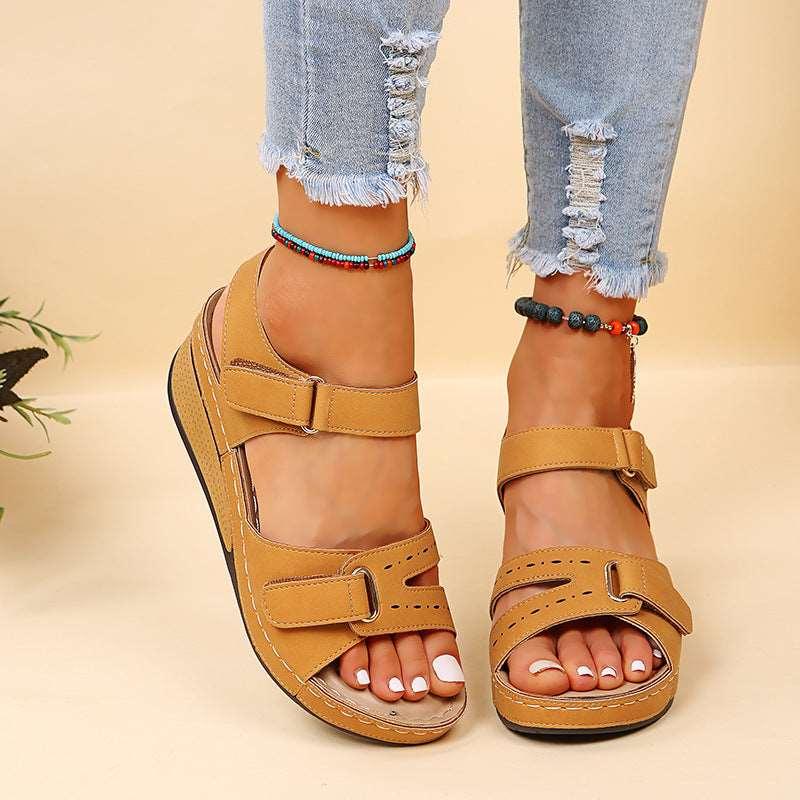 Women's Wedge Sandals, Summer Velcro Platform Shoes - Alartis