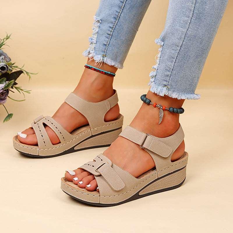 Women's Wedge Sandals, Summer Velcro Platform Shoes - Alartis