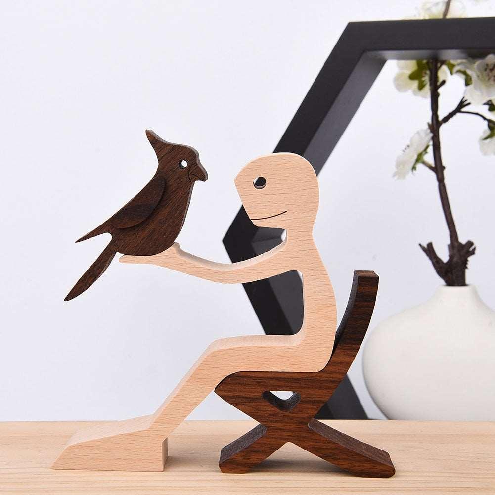 Wood Craft Figurine, Desktop Ornament Decoration Gift - Alartis