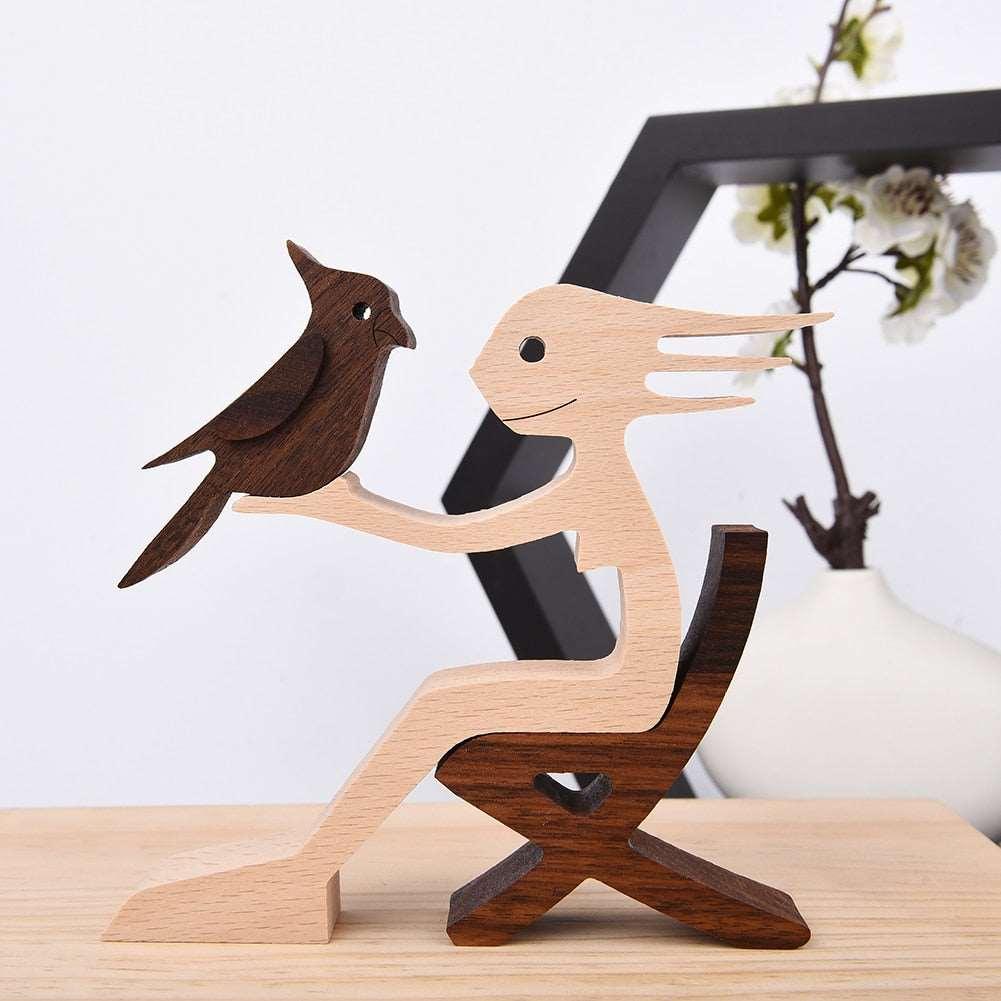 Wood Craft Figurine, Desktop Ornament Decoration Gift - Alartis