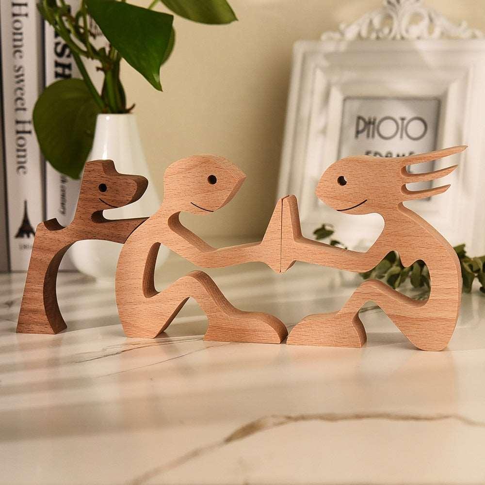 Wood Craft Figurine, Desktop Ornament Decoration Gift - Alartis